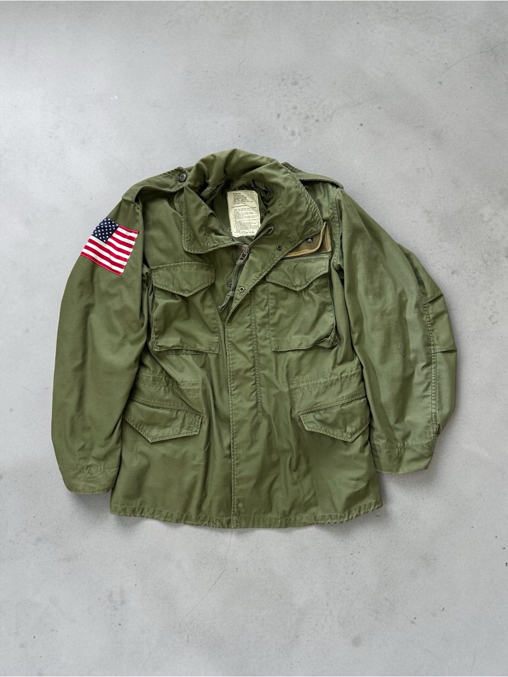 US Army M-65 Field Jacket Mens MT Long w/ Quilted Liner Flag Patch Vintage